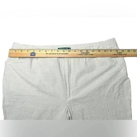 Lauren Ralph Lauren Cotton Seersucker Cream White Striped Pants size 16 - Picture 5 of 9